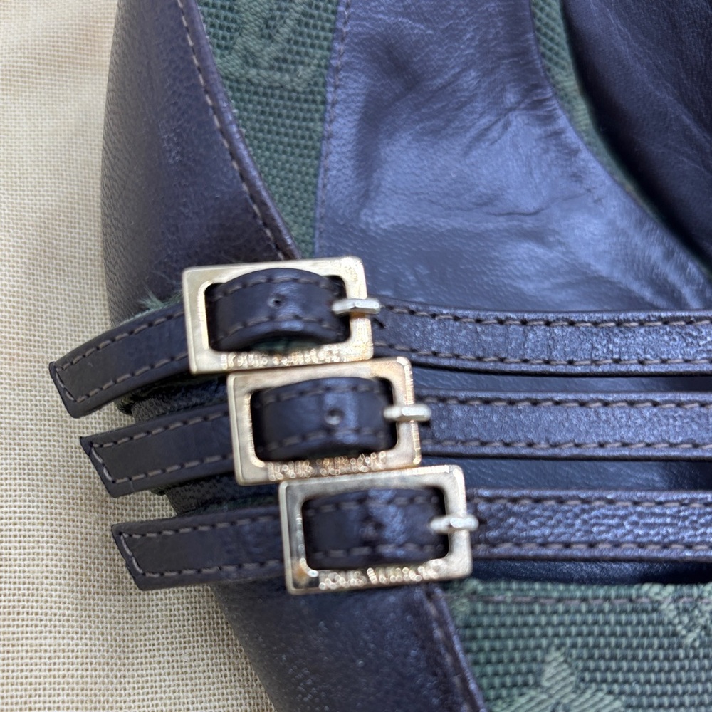 Louis Vuitton 6am Olive Green Monogram Pointed Mule with Brown Straps - size 38 - Picture 4 of 9